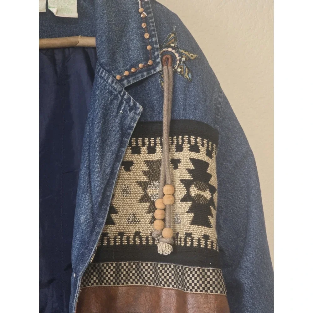 Vintage 90s 220 Hickory Womens  Denim Southwest Aztec Jacket Western Size Large